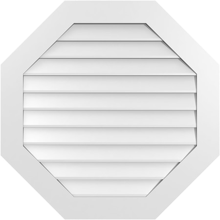 Ekena Millwork Octagonal Surface Mount PVC Gable Vent: Non-Functional, w/ 3-1/2"W x 1"P Standard Frame, 34"W x 34"H GVPOC34X3401SN